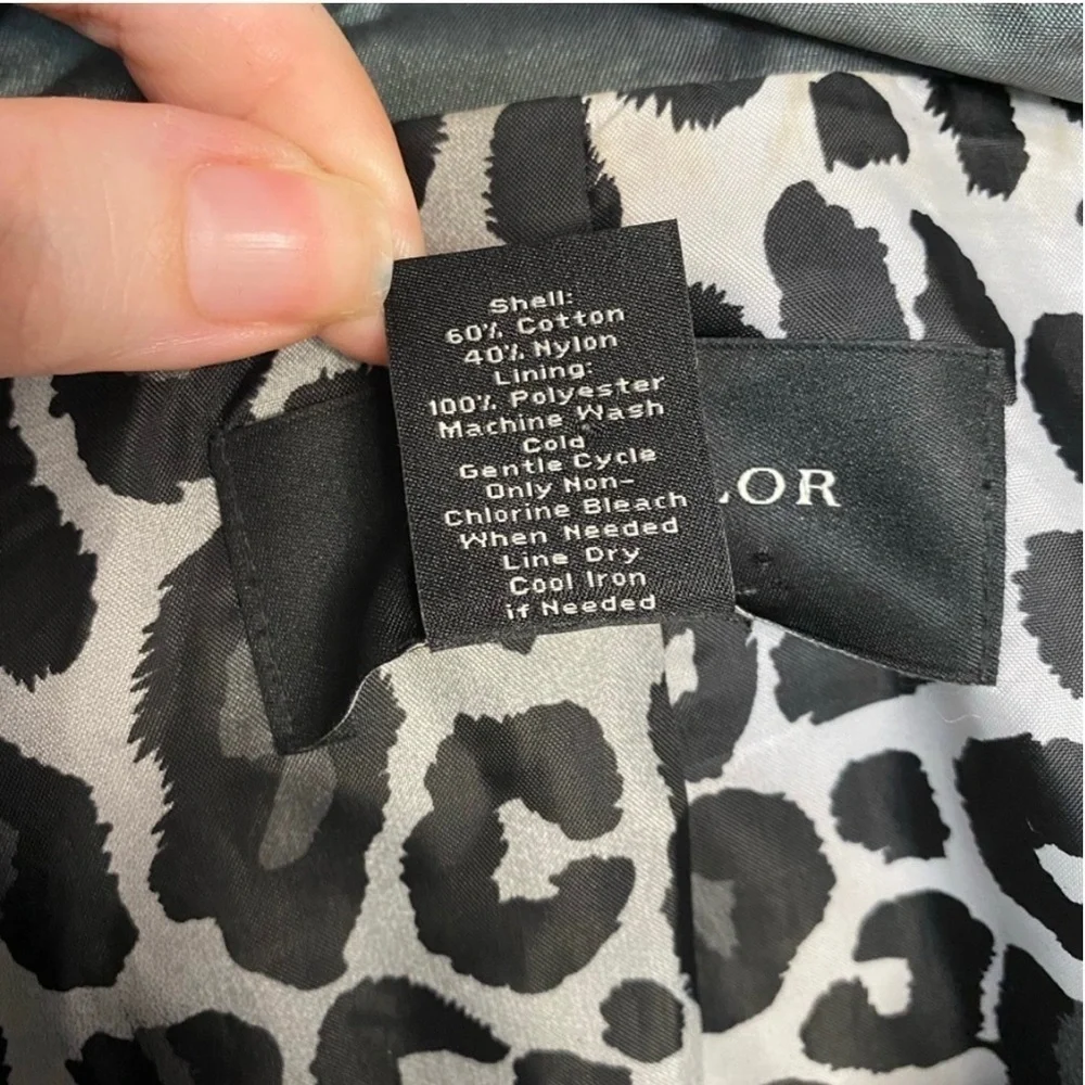 Ann Taylor Metallic Gray Nylon Rain Jacket Snap Coat medium Peter Pan Collar M